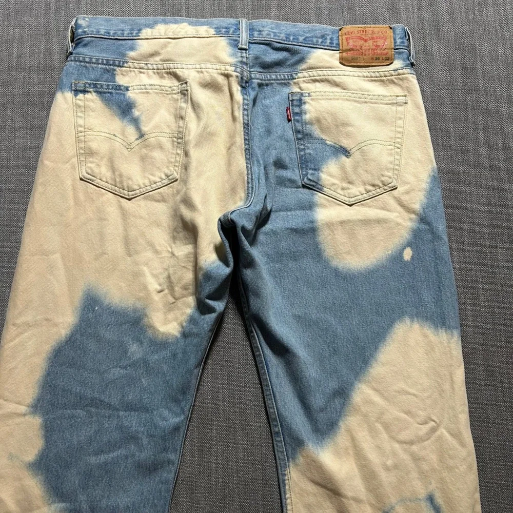 Levi's 569 Loose Straight Jeans Mens 36x32 (Fits 39x32)Blue Bleach Cloud Wash